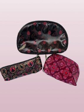 'Beautifully' SET 3 Disney Makeup Bags Villain & Princess Black Pink Crown